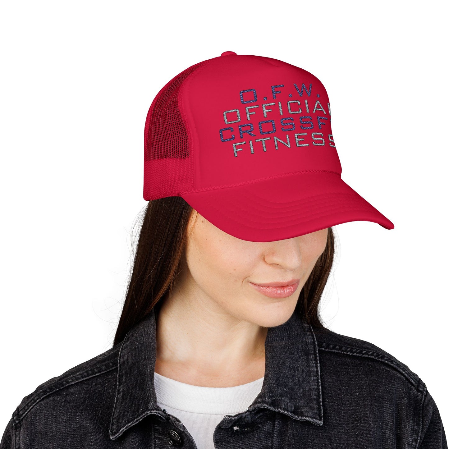 Embroidered Official CrossFit Fitness Foam Trucker Hat - O.F.W. Retro Athletic Cap
