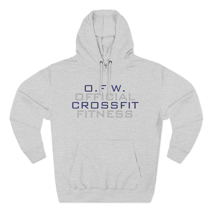 Official CrossFit Fitness Hoodie — O.F.W. Gym Pullover with Kettlebell & Barbell Crest