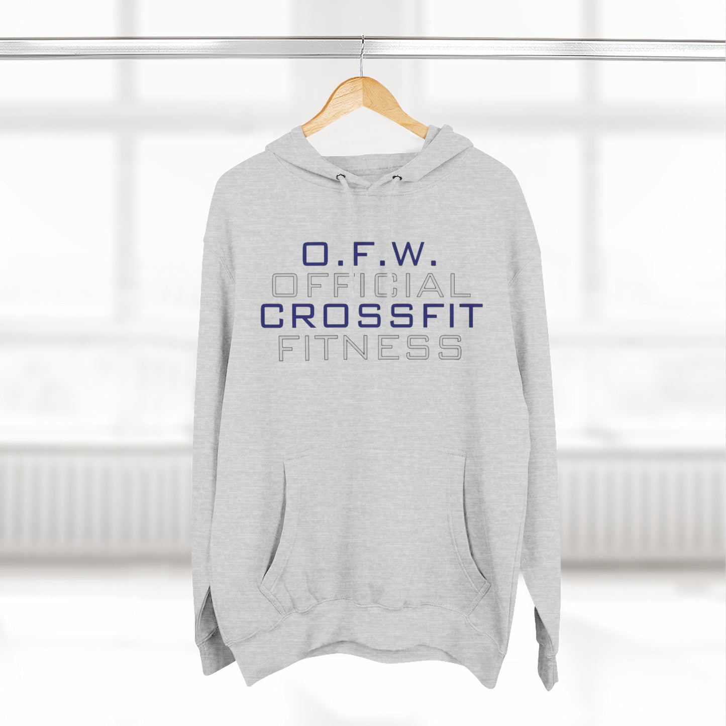 Official CrossFit Fitness Hoodie — O.F.W. Gym Pullover with Kettlebell & Barbell Crest
