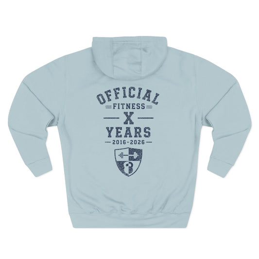 Fitness 10-Year Anniversary Hoodie — “Official Fitness X Years” Logo Pullover