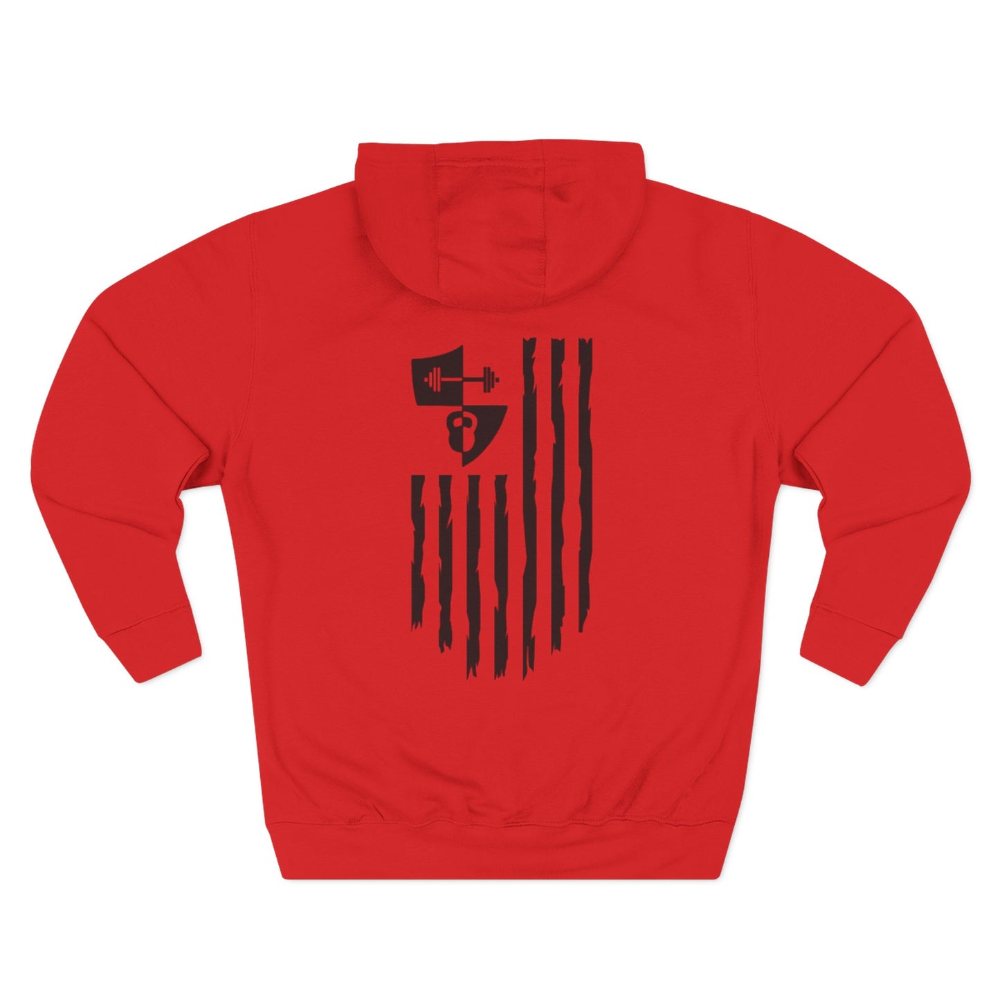 OFW CrossFit Flag Hoodie — Distressed American Flag with Barbell Shield