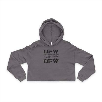 Cropped Hoodie — Subtle Monochrome Geometric Logo for Women's Streetwear