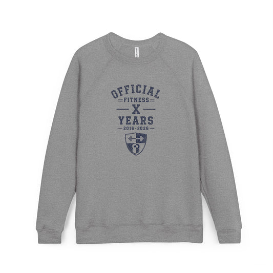 Anniversary Crewneck Sweatshirt — "Official Fitness X Years" Graphic