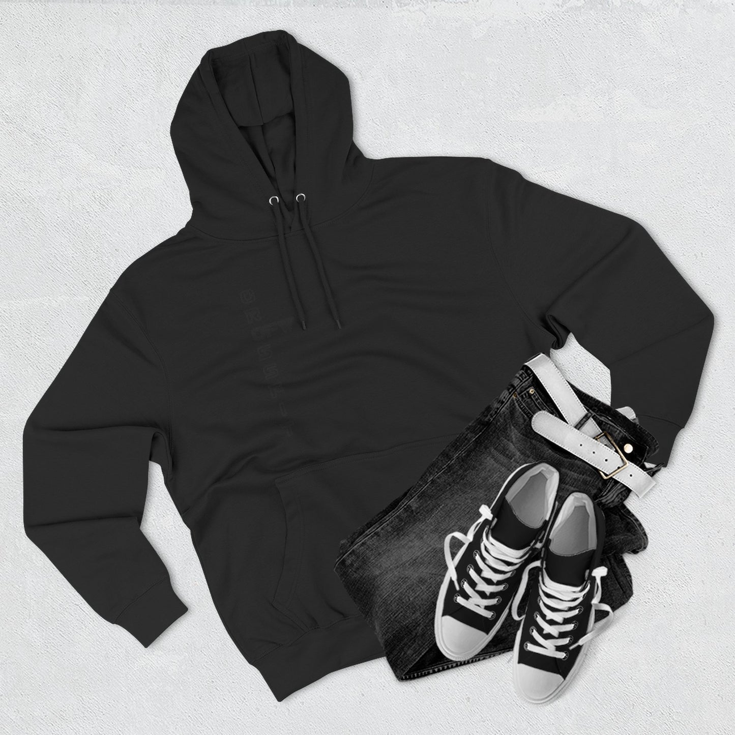 OFW CrossFit Flag Hoodie — Distressed American Flag with Barbell Shield