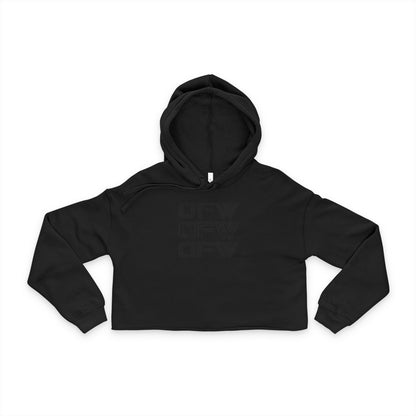 Cropped Hoodie — Subtle Monochrome Geometric Logo for Women's Streetwear