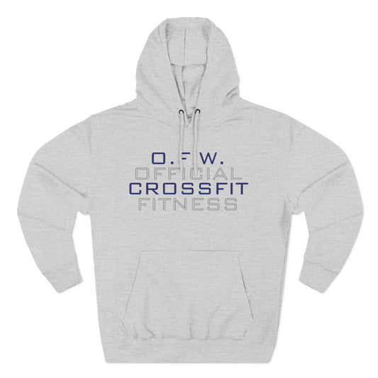 Official CrossFit Fitness Hoodie — O.F.W. Gym Pullover with Kettlebell & Barbell Crest