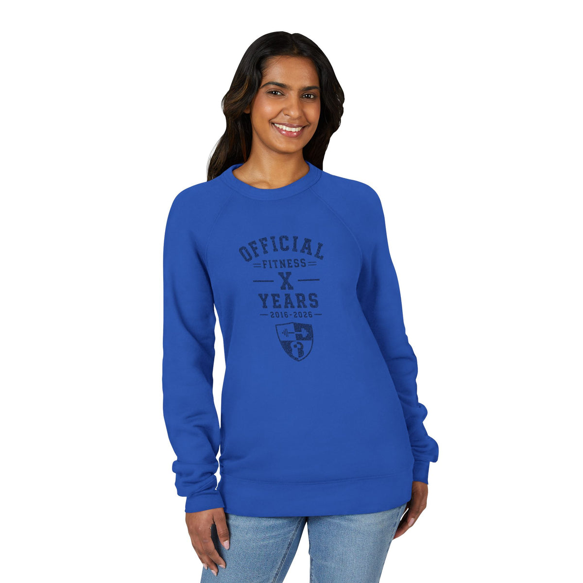 Anniversary Crewneck Sweatshirt — "Official Fitness X Years" Graphic
