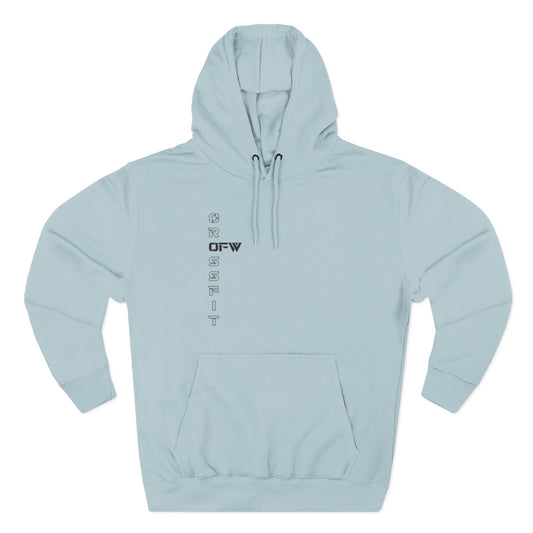 OFW CrossFit Flag Hoodie — Distressed American Flag with Barbell Shield