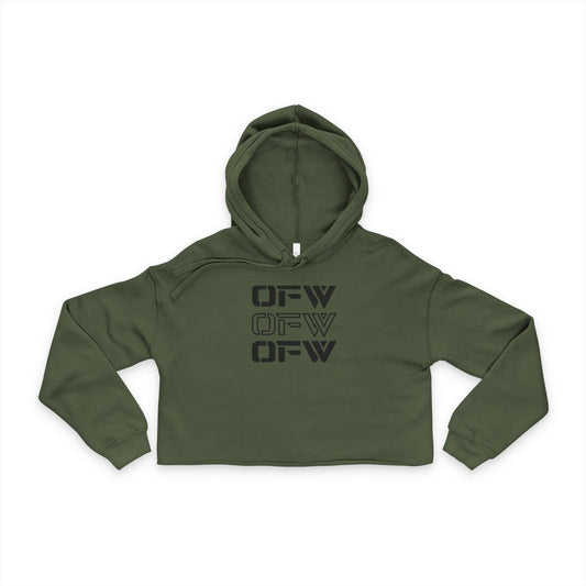 Cropped Hoodie — Subtle Monochrome Geometric Logo for Women's Streetwear