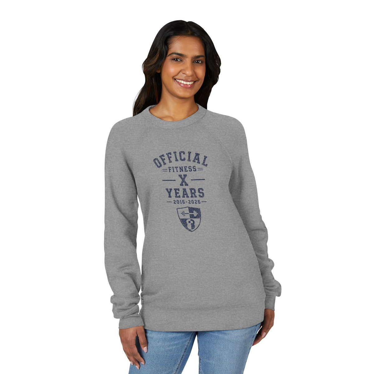 Anniversary Crewneck Sweatshirt — "Official Fitness X Years" Graphic