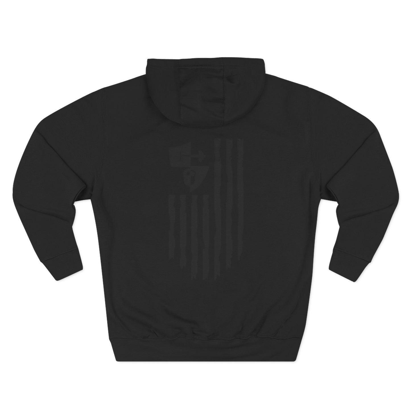 OFW CrossFit Flag Hoodie — Distressed American Flag with Barbell Shield
