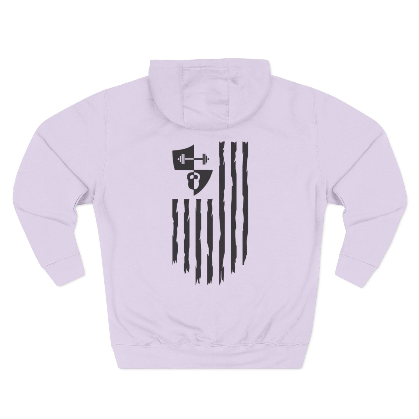 OFW CrossFit Flag Hoodie — Distressed American Flag with Barbell Shield