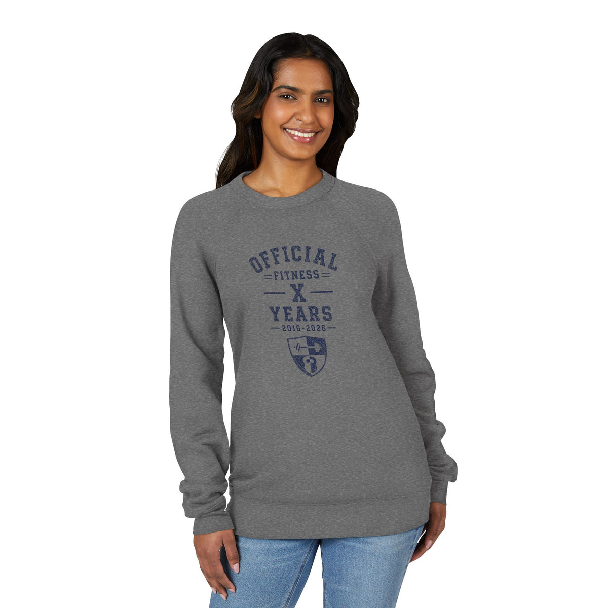 Anniversary Crewneck Sweatshirt — "Official Fitness X Years" Graphic