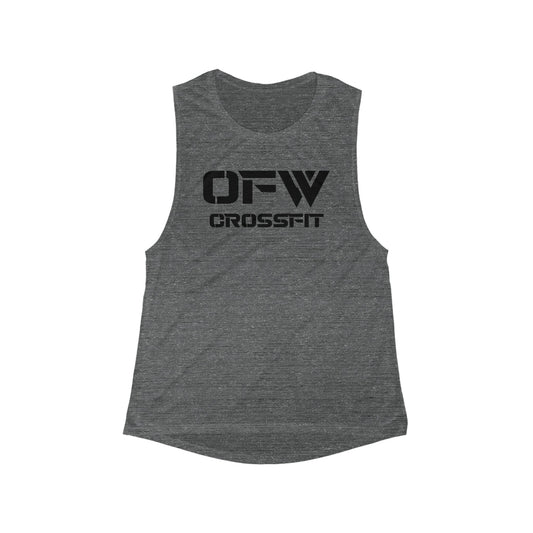 OFW CrossFit Women’s Flowy Scoop Muscle Tank — Lightweight Black Workout & Casual Tank